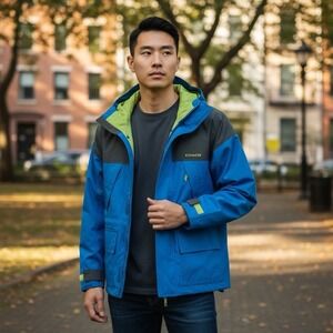 Coach Outlet Men's XS Colorblock Funcional‎ Jacket Electric Blue NWT FLAW